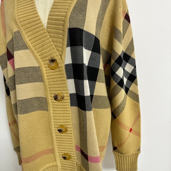Burberry Cardigan in Check Technical Merino Wool Jacquard - Picture 7 of 16